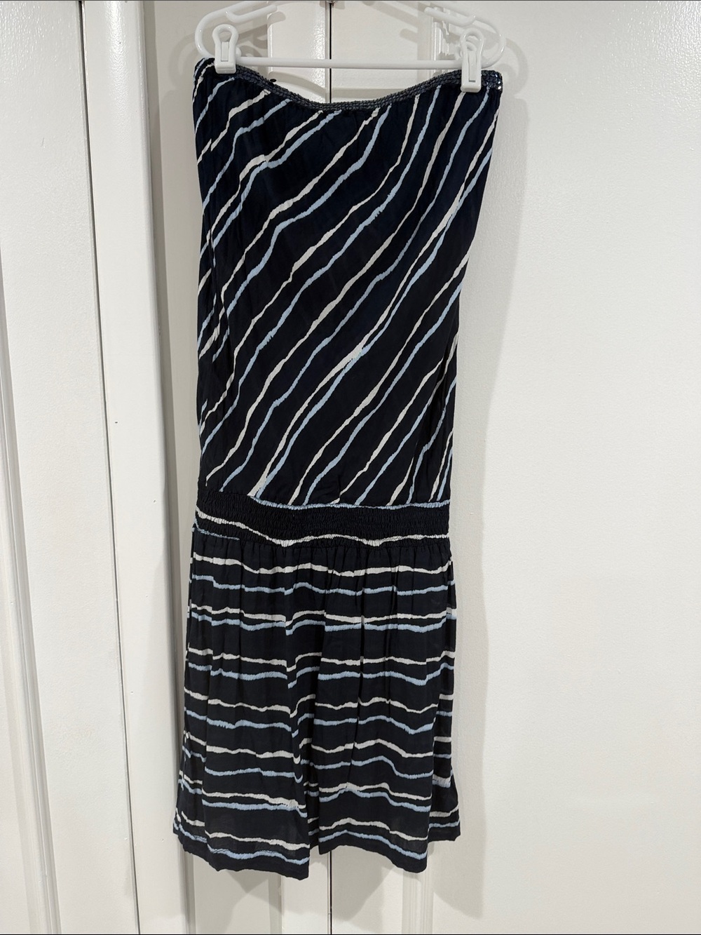 Striped Black & White Strapless Sundress